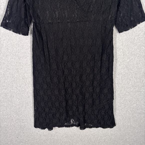 VTG 90s Ice Silk Dress 2XL Wrap Lace Sheer Flowy Skater Whimsigoth Feminine ** - Picture 3 of 14